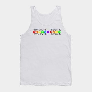 Dachshunds Retro Rainbow Stacked Text Black Tank Top